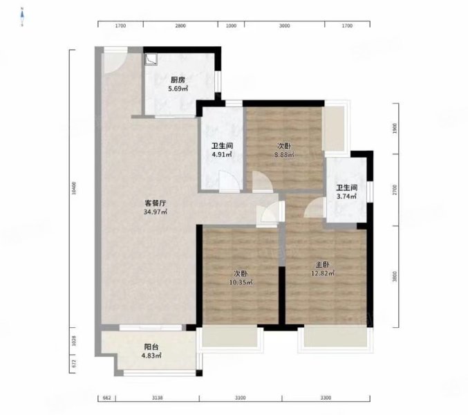 锦绣华庭3室2厅2卫130㎡南北51.8万