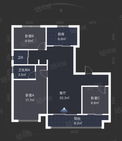 碧桂园荣盛华府3室2厅2卫122㎡南165万