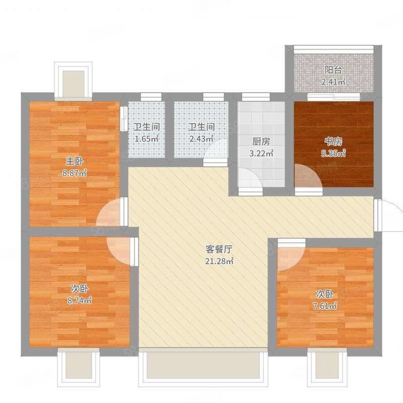 安定花园4室2厅2卫127.82㎡南北65万