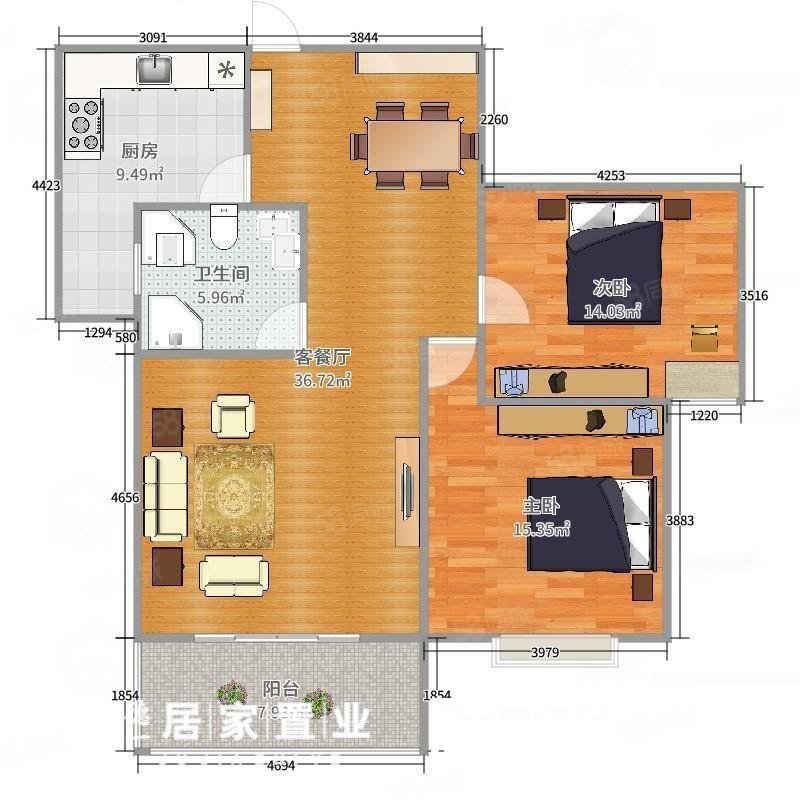 盛世东城2室2厅1卫89㎡南北38万
