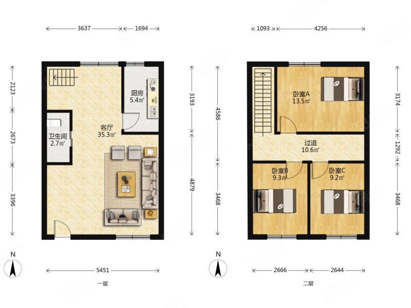 公园新寓3室2厅1卫50㎡南205万