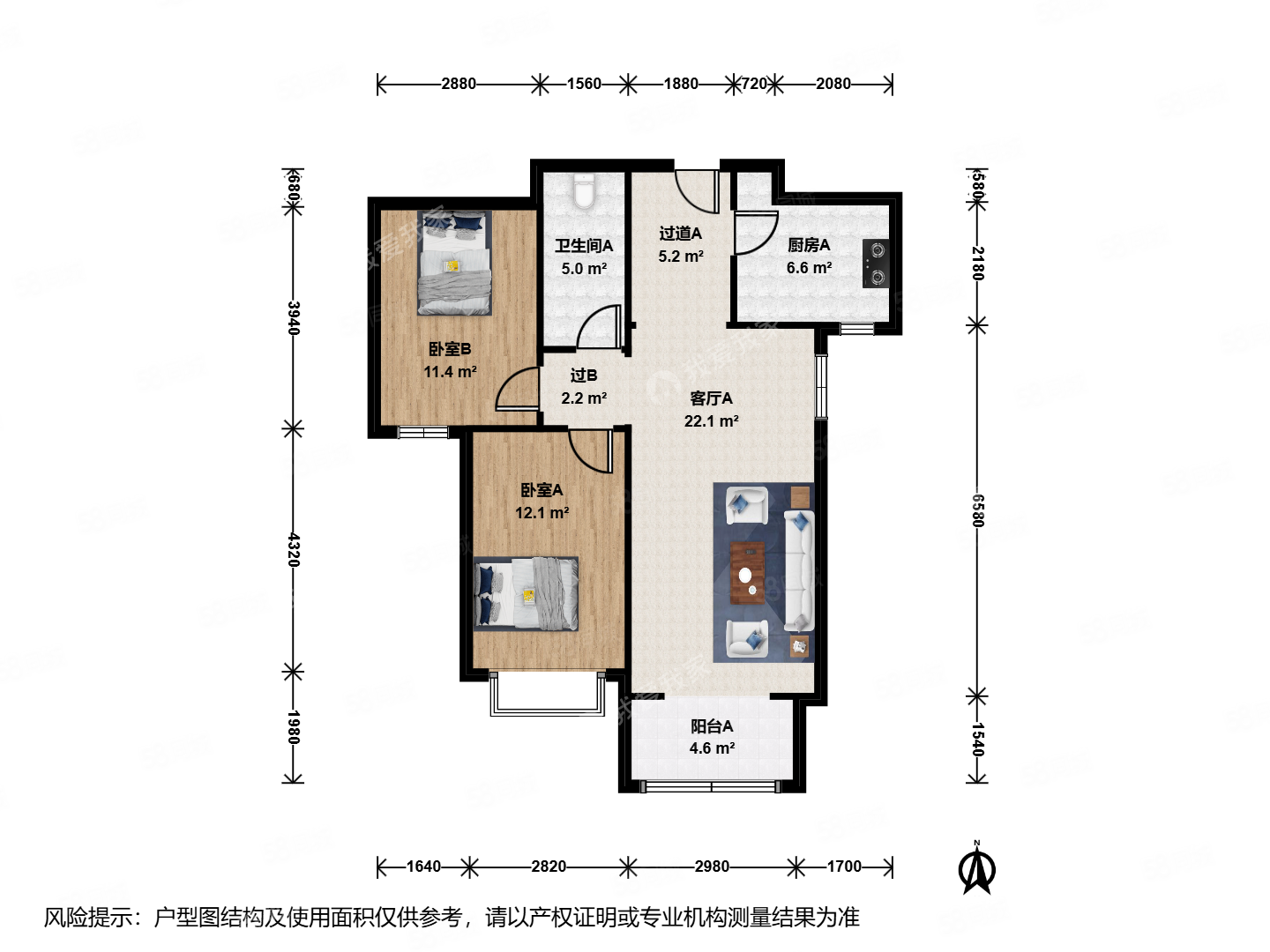 官悅欣園(B區(qū))2室1廳1衛(wèi)99.79㎡南449萬(wàn)