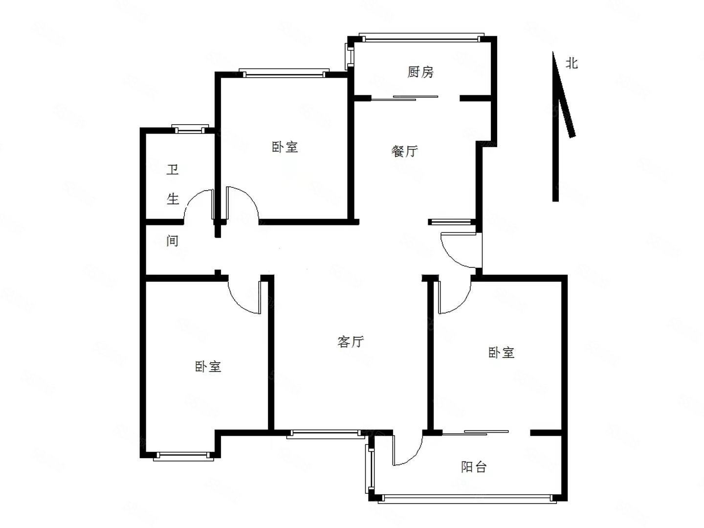 恒基佳园3室2厅1卫118㎡南北54万