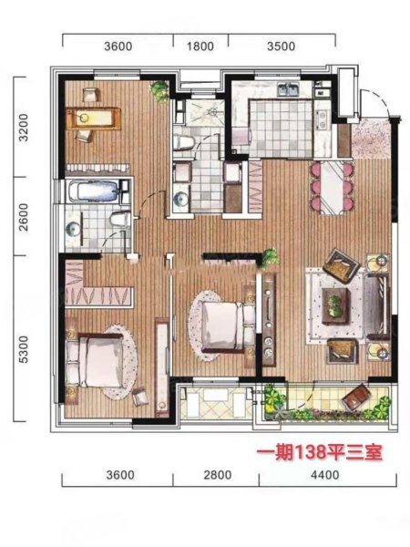 万科香湖盛景3室2厅2卫137.63㎡南128万