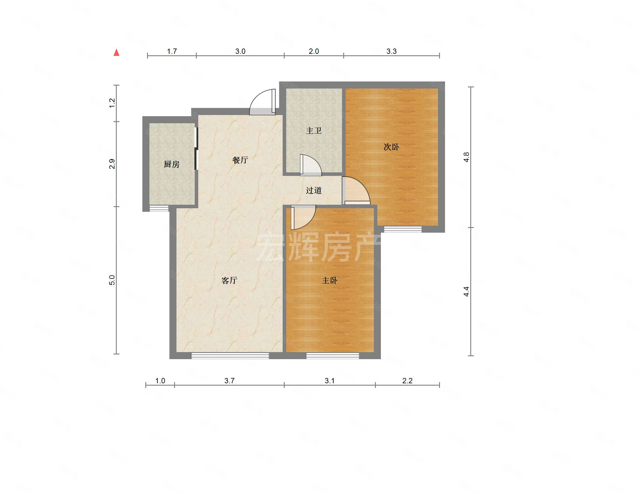 鹏博金城珑园2室2厅1卫94.92㎡南128万