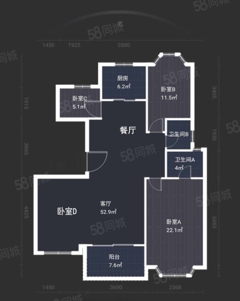 信达公园里3室2厅2卫136.08㎡南北550万