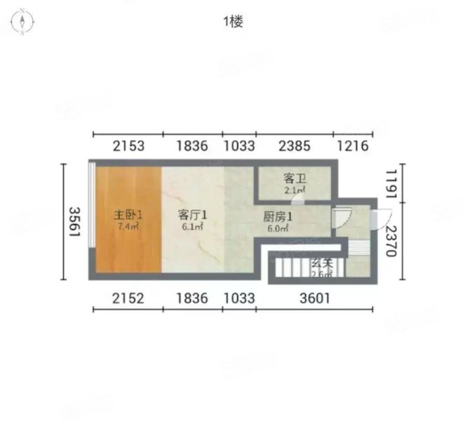 果房公寓西区2室2厅2卫36㎡南北21万