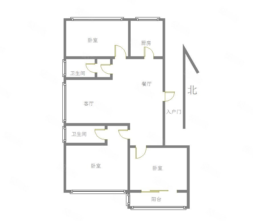 红玺台3室2厅2卫123.98㎡南北110万