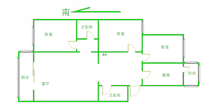 温泉西里3室2厅2卫106.36㎡南北189万