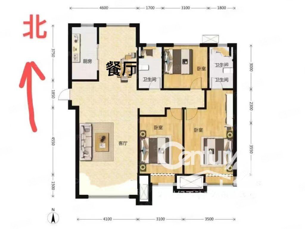 保利堂悦1期3室2厅2卫135㎡南北150万