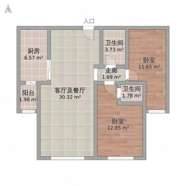 书苑彼岸2室1厅1卫73.64㎡南北32.8万