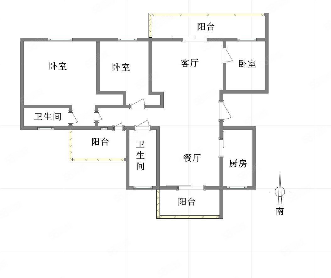 腾龙居公园华府3室2厅2卫134.49㎡南北76万