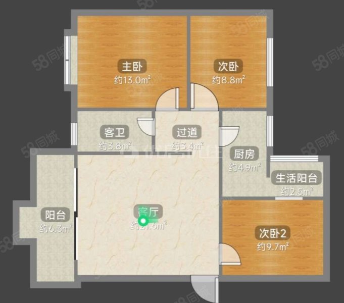 长福苑3室2厅1卫90㎡南68万