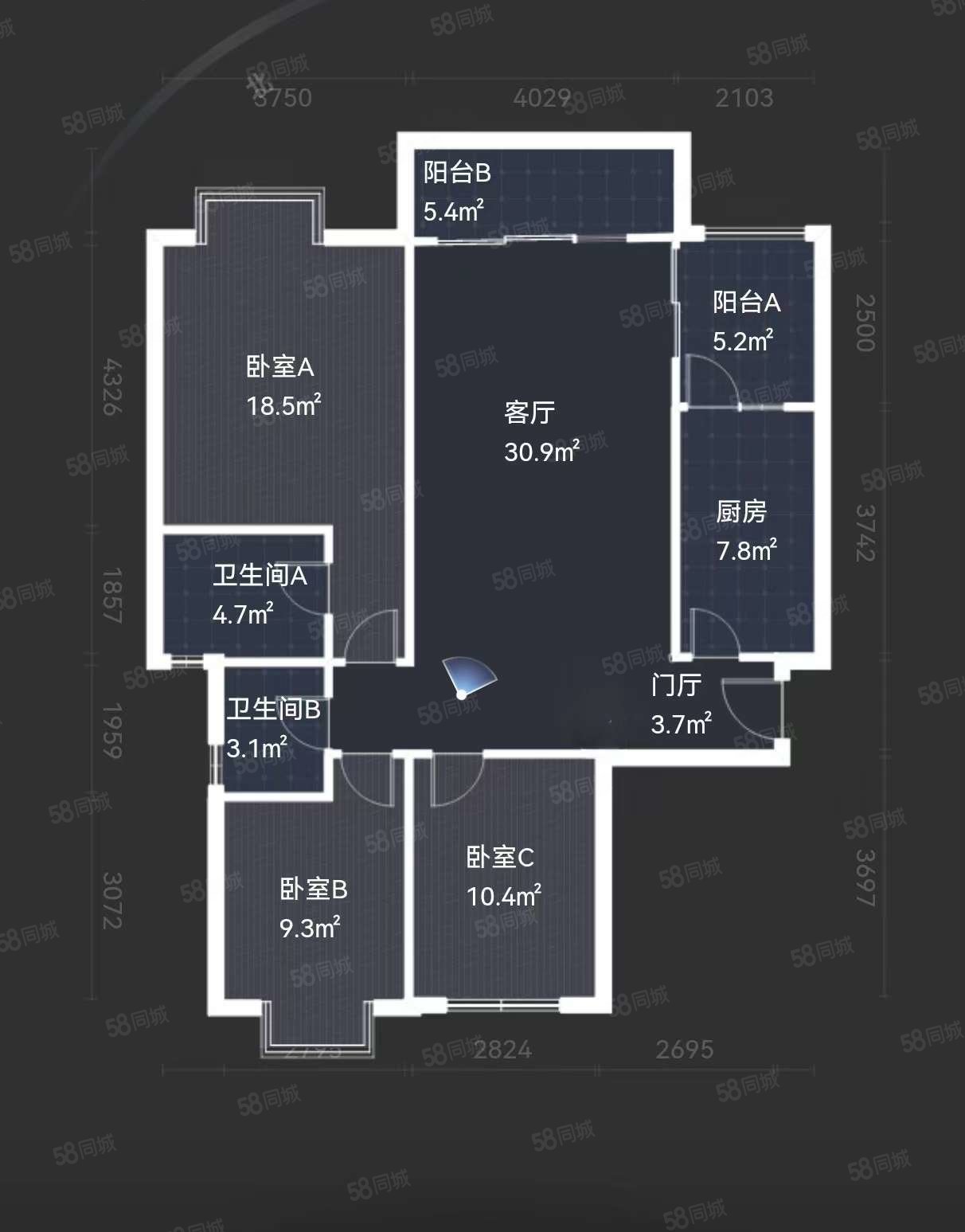 依云镇3室2厅2卫132.48㎡北140万