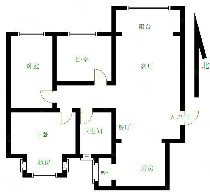 德源绿洲3室2厅1卫116.6㎡南北85万