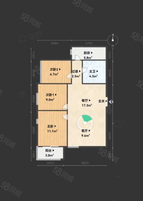 宁兴城市花园3室2厅1卫89㎡南266万