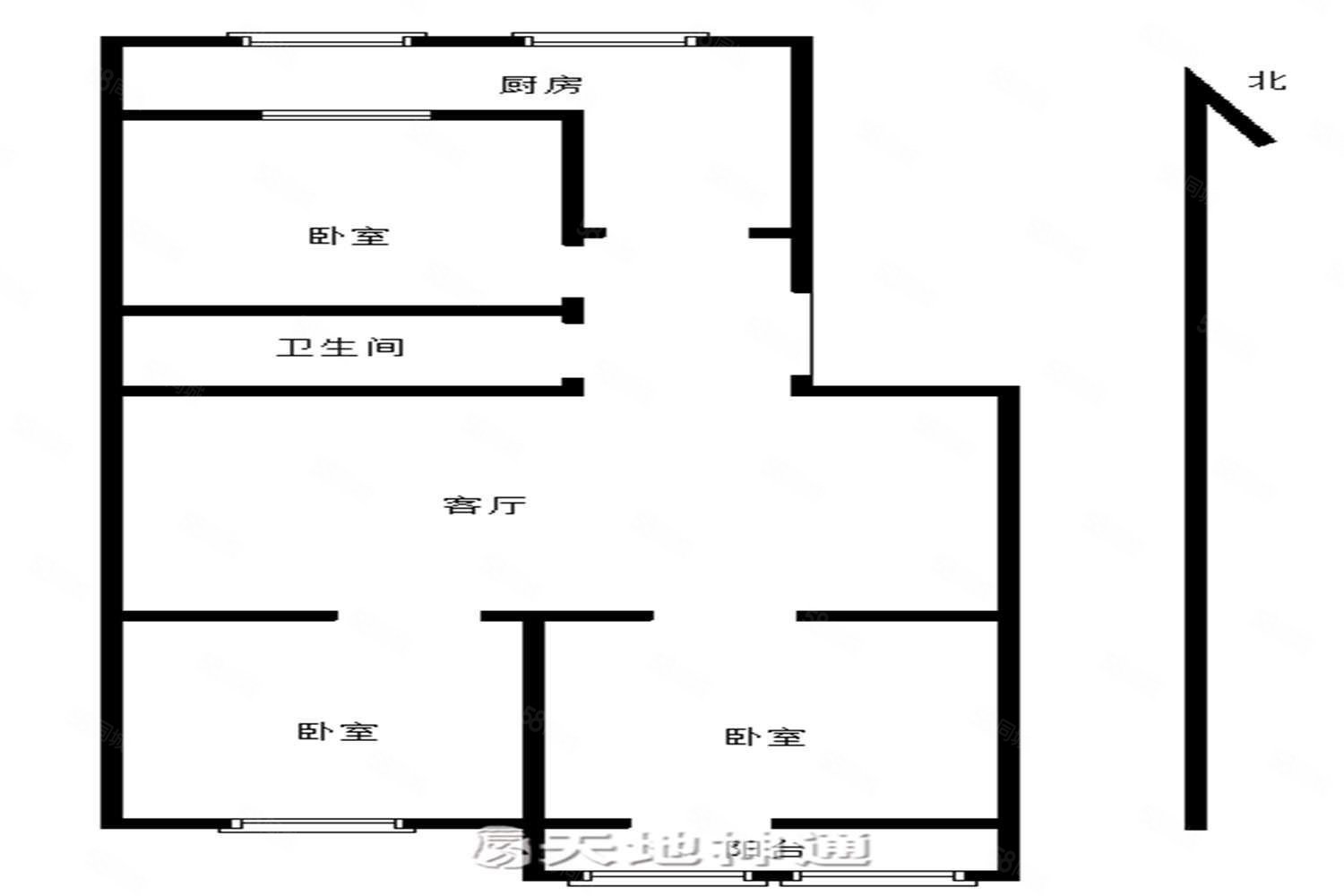 富樂二區(qū)3室1廳1衛(wèi)85.26㎡南北130萬
