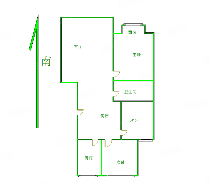 岭秀城一号院3室2厅1卫130㎡南北92万