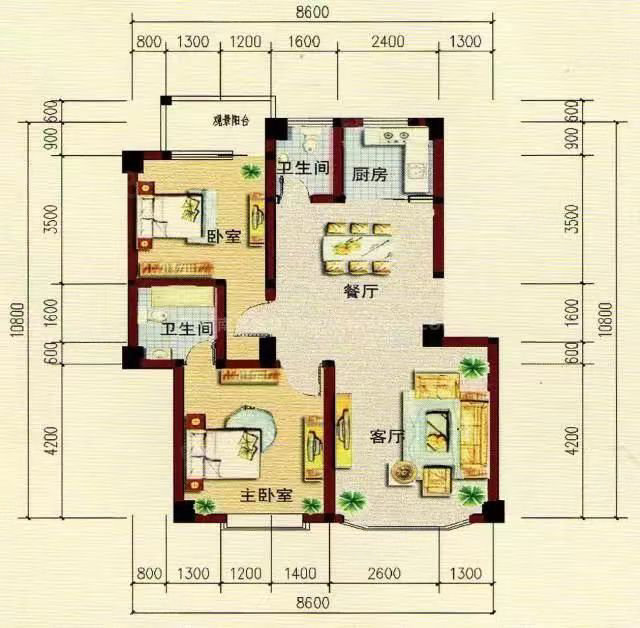 城市生活家2室2厅1卫84㎡北34.8万