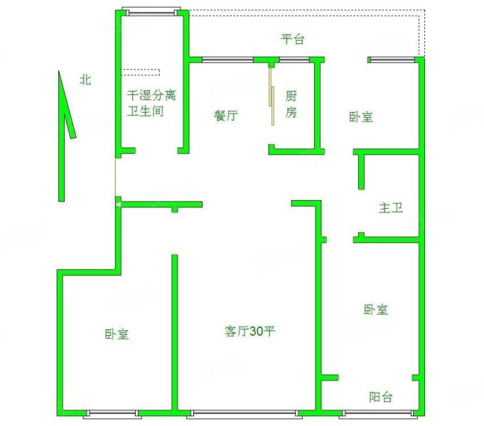 隶都景苑3室2厅2卫124㎡南北105万