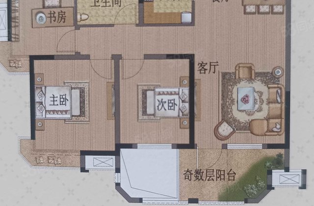 心怡中丝园3室1厅87.56㎡166万二手房图片