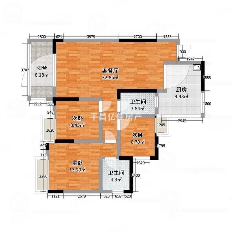 邦泰中心3室1厅2卫102㎡南北38.8万