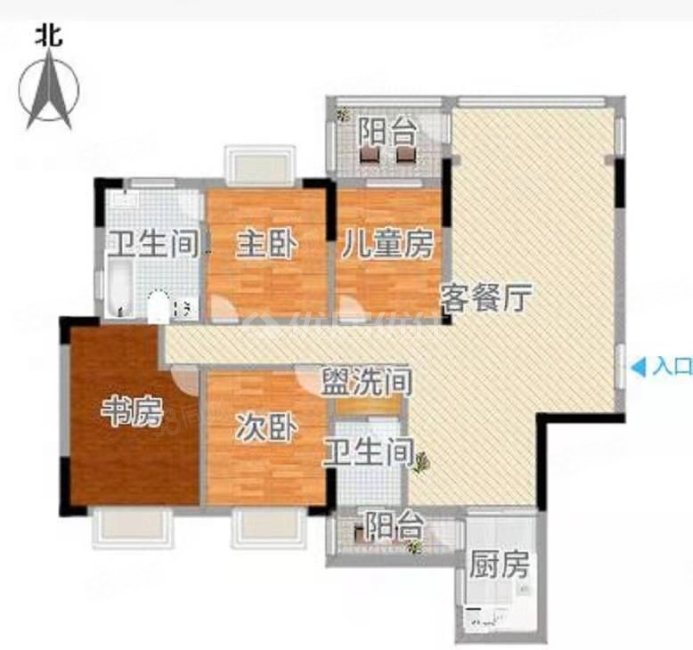 保利国际广场4室2厅2卫123.17㎡南北135万