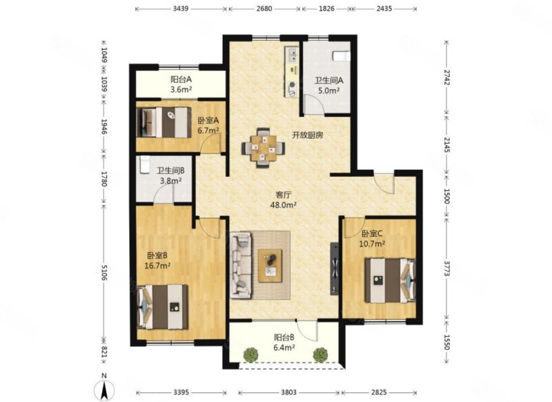 展览馆家属楼3室2厅1卫112.9㎡南北115万