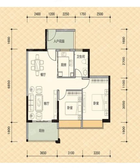 博鳌珊瑚湾2室2厅1卫83㎡南北90万