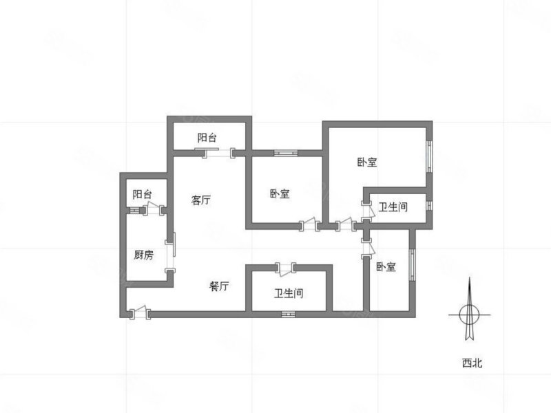 联发龙洲湾1号A区3室2厅2卫95.85㎡南北79.9万