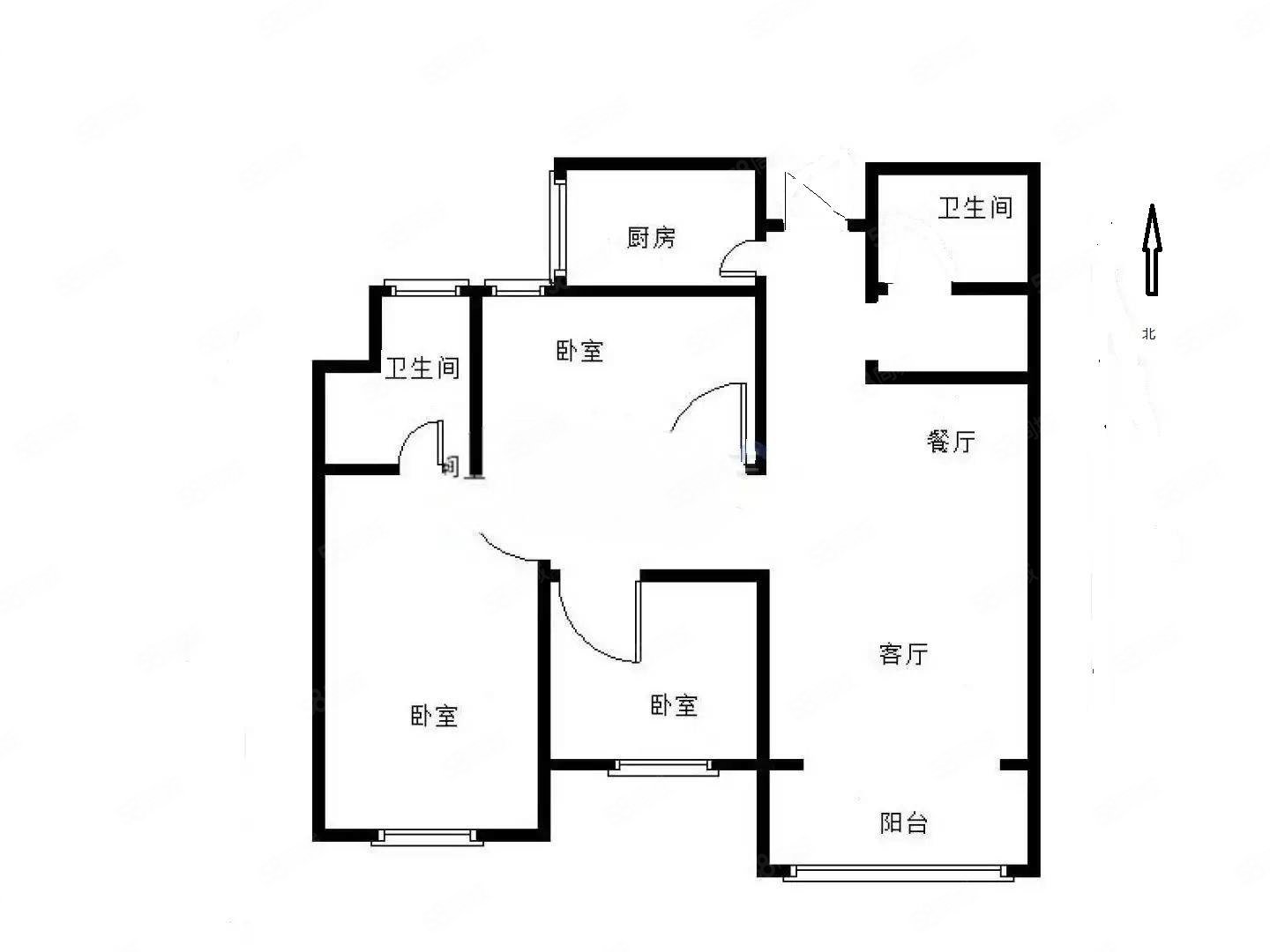 星月绿城3室2厅2卫121㎡南北76万