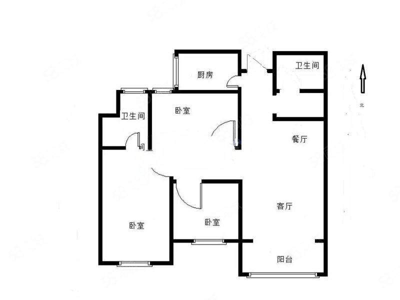 星月绿城3室2厅2卫121㎡南北76万