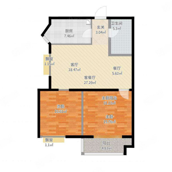 三江御园2室0厅1卫57㎡南北82万