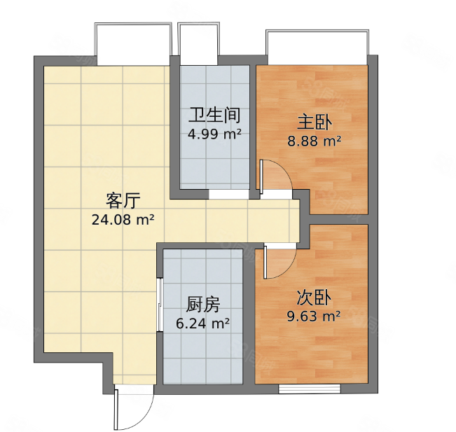 裕兴大厦(商住楼)2室2厅1卫171㎡南北652万