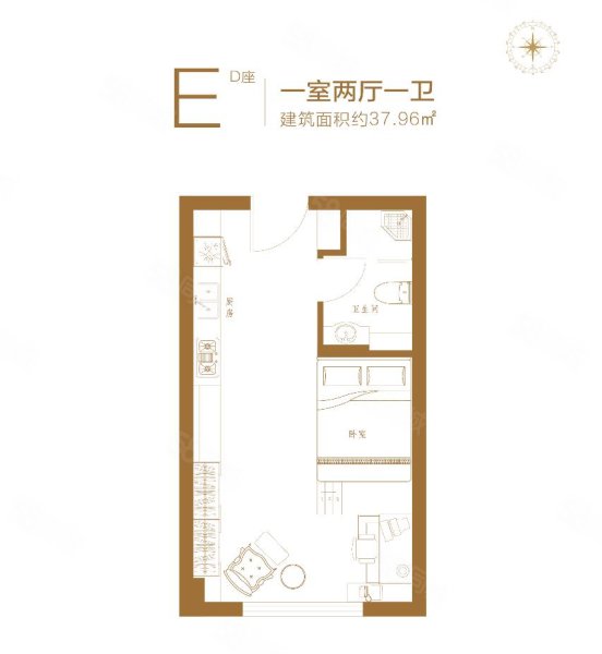 北环大厦1室1厅1卫40㎡北19.9万