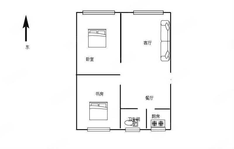 兴隆小区(1期)2室2厅1卫73.27㎡东72万
