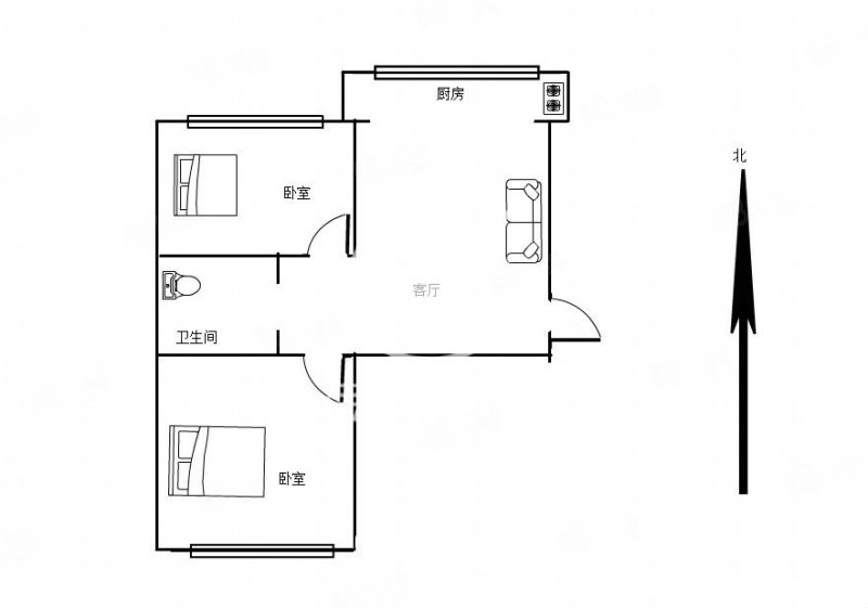 园东小区2室1厅1卫57.52㎡南北47万