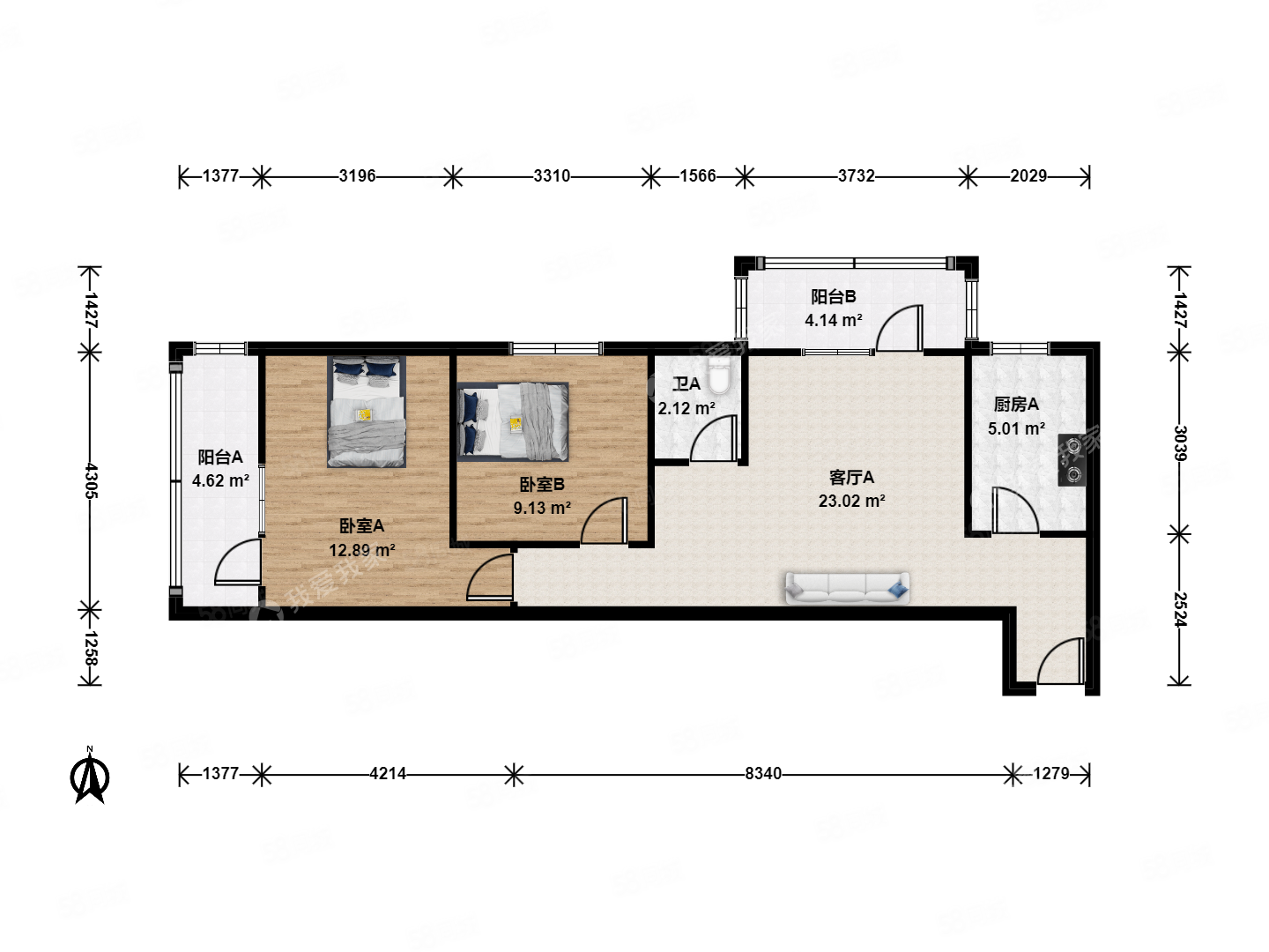牛街西里二區(qū)2室1廳1衛(wèi)81.16㎡西北498萬(wàn)