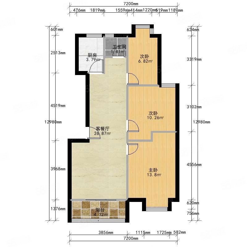 百商现代名苑3室2厅1卫94.5㎡南128万