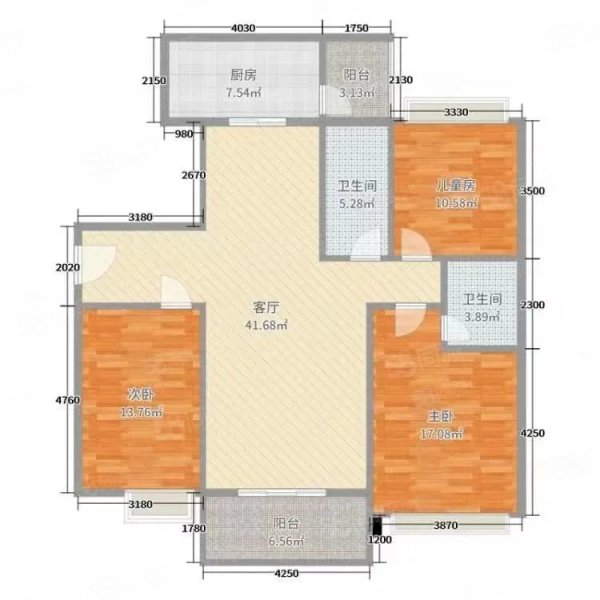 恒产摩尔家园3室2厅1卫95㎡南北38.8万