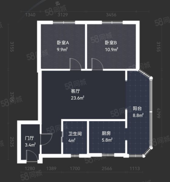 四川电视台职工宿舍(铁箍井街)2室2厅1卫70.02㎡南北182万