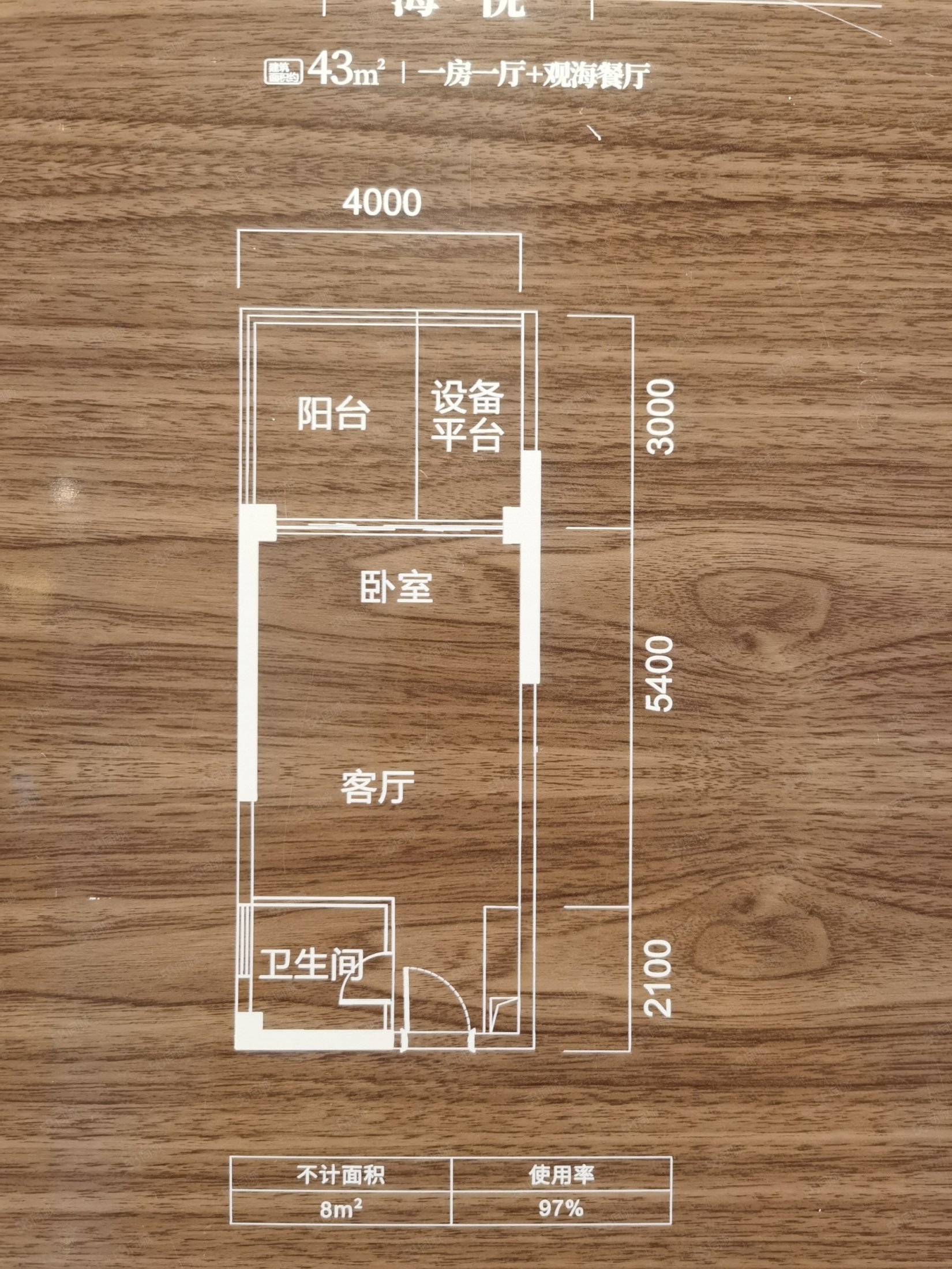 悦水湾五园1室1厅1卫43㎡南北45.6万