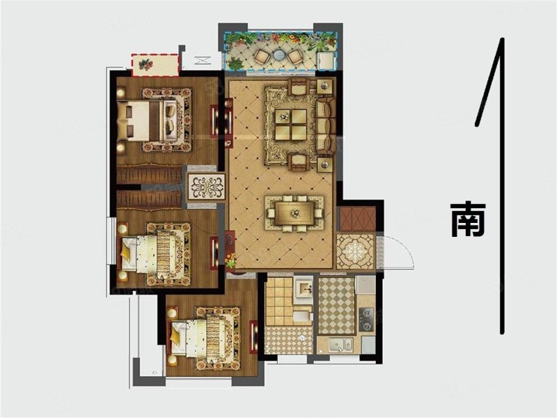 天渝骄园3室2厅1卫92.76㎡南160万