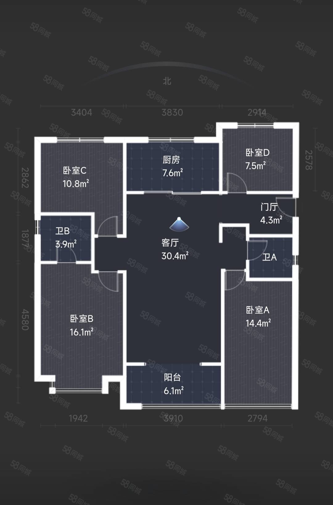 领航尚宸4室2厅2卫133㎡南北123万