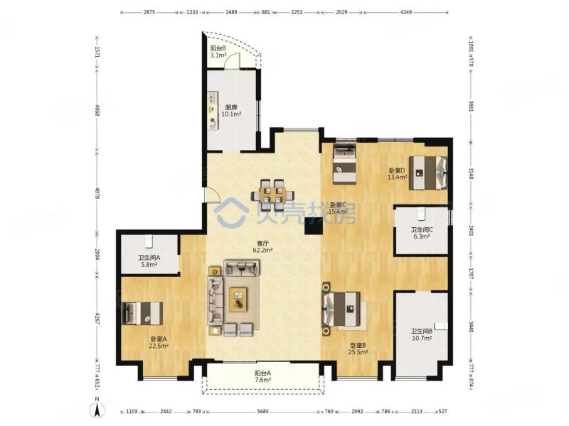 恒元悦城4室2厅3卫228.52㎡南790万