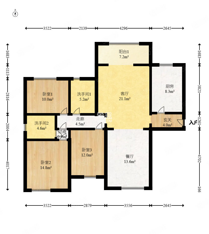 新盛珑璟台3室1厅2卫130.63㎡南北140万