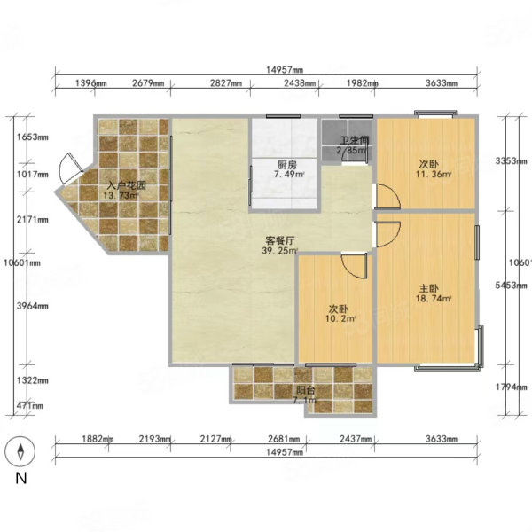 岭南新世界3室2厅1卫104.71㎡北388万