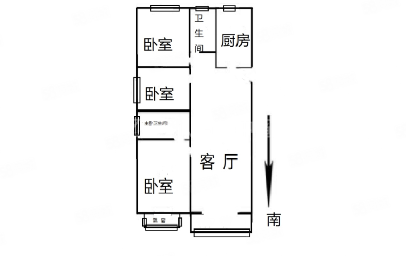 熙科柏悦山3室1厅2卫121㎡南北66万