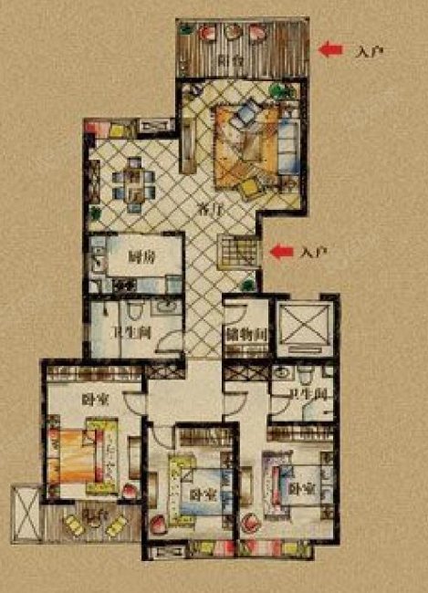 公园道1号3室2厅2卫142㎡南北188.8万