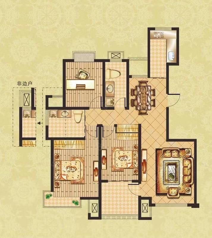 福鑫金鼎城3室2厅1卫108.6㎡南119.8万